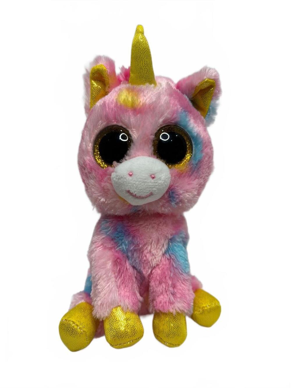 Ty Fantasia Pink Blue Multicolored Unicorn 7" TySilk Plush Stuffed Animal